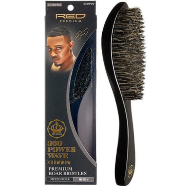 Red Premium 360 Power Wave Curved Brush x Bow Wow – Medium Bristles (BR22) - ANNS BEAUTY SUPPLY